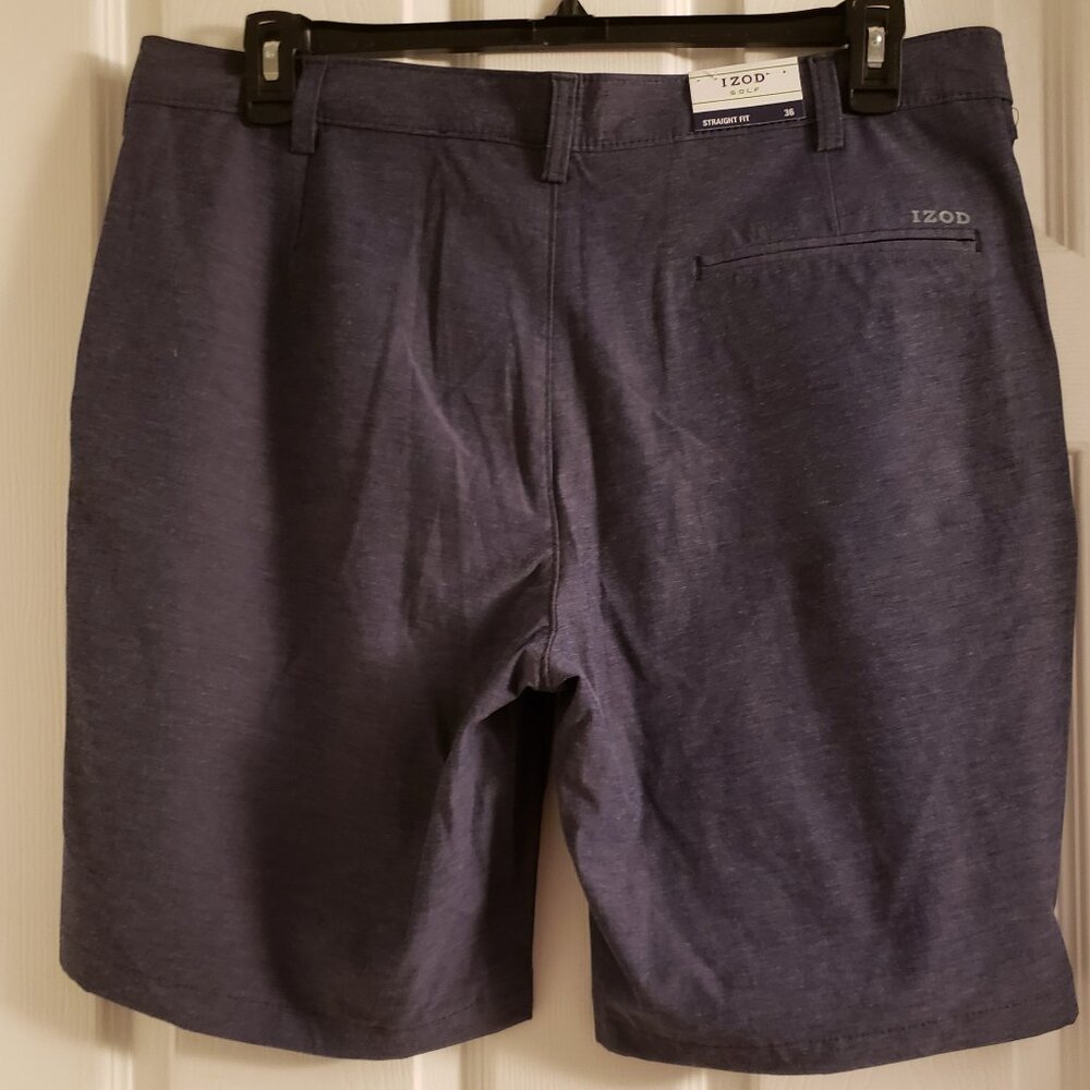 IZOD Golf Men's Straight Flat Front Dark Blue Classic Fit Shorts New NWT Size 36 - Picture 2 of 6